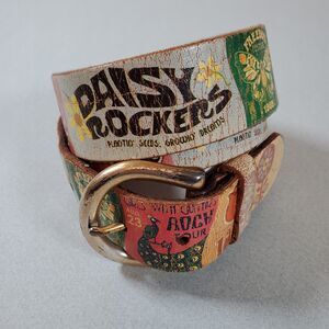 Fossil Women’s Leather Belt Medium Brown Patchwork Boho Fits Waist 32" to 36"